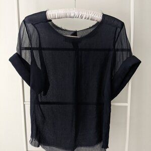 Jasmin Shokrian Sheer Blue Feather-light Top (Size S)
